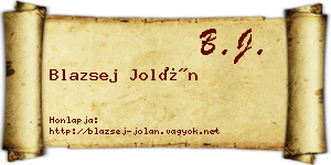 Blazsej Jolán névjegykártya