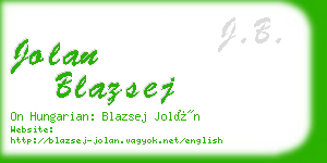 jolan blazsej business card